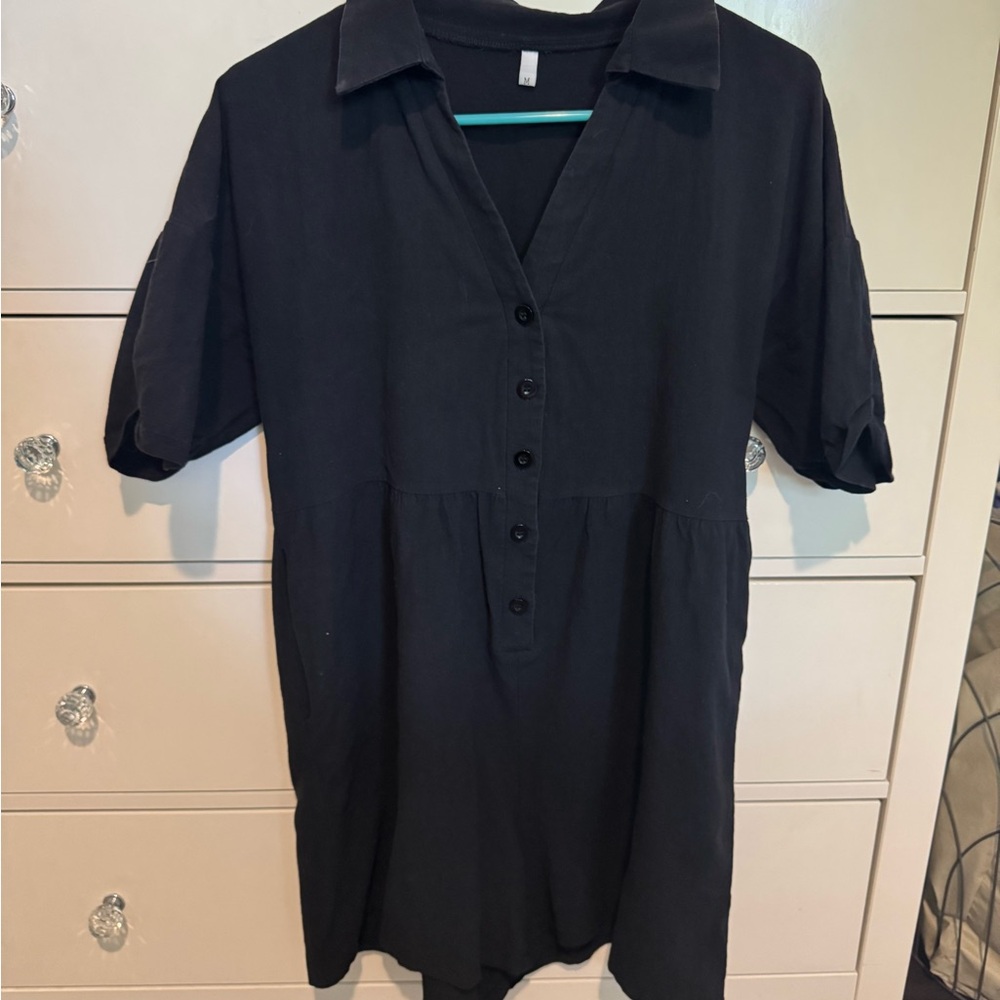 Black Button-Up Romper
